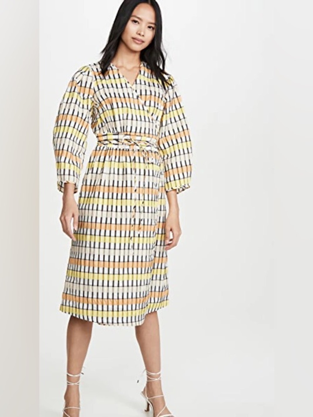 Baum Und Pferdgarten Dance Abylene Gingham Puff Sleeve Wrap Dress